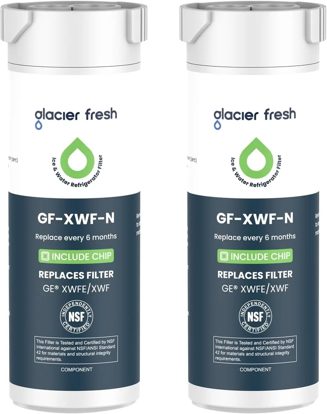 GLACIER FRESH Refrigerator Water Filter, NSF/ANSI 42 Certified, Pack of 2 for Compatible Models
GLACIER FRESH Refrigerator Water Filter, NSF/ANSI 42 Certified, Pack of 2 for Compatible Models