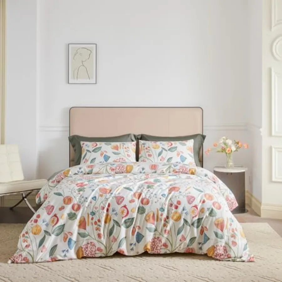 Red Floral Duvet Cover 100% Egyptian Cotton 3 Pcs Set 1 Colorful Flower Orange Pumpkin Print Duvet Cover with Zipper Ties 2 Pil
Red Floral Duvet Cover 100% Egyptian Cotton 3 Pcs Set 1 Colorful Flower Orange Pumpkin Print Duvet Cover with Zipper Ties 2 Pil