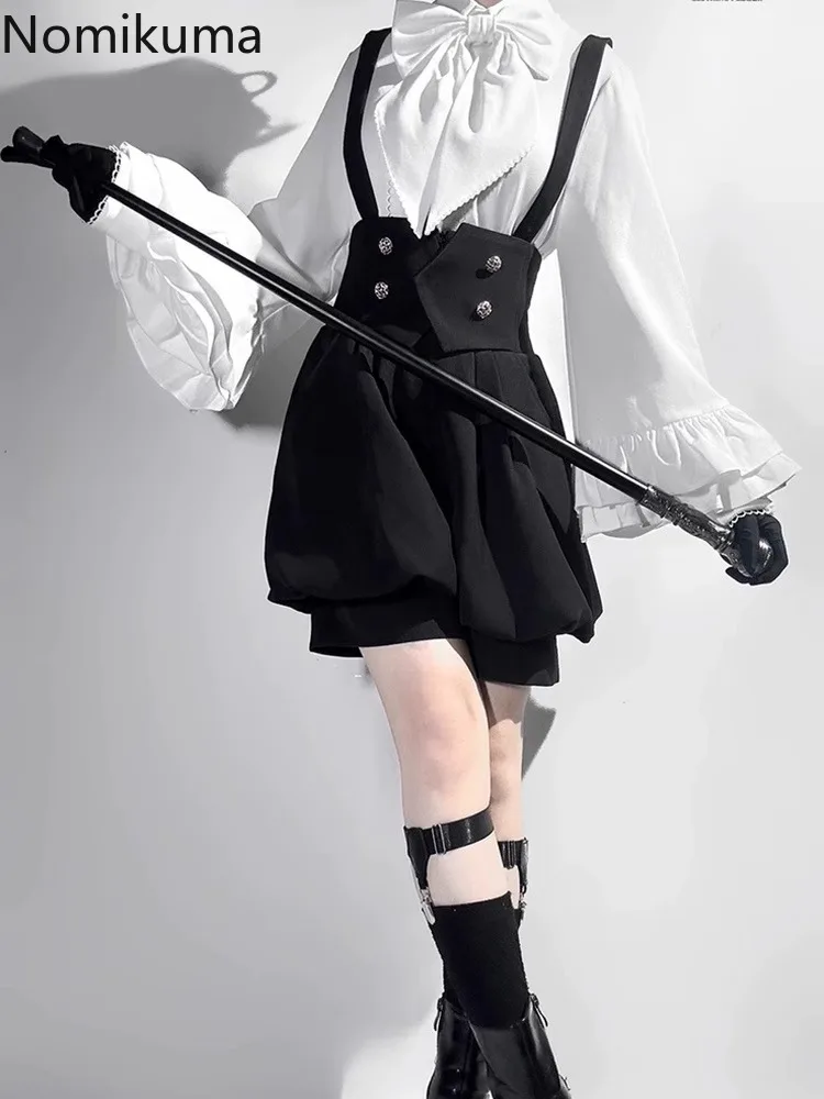 Goth Japanese Two Piece Sets Women's Clothing Flare Sleeve Sweet Blouse Bandage Bow Strap Skirt Outfits Fashion Sweet Y2k Suit
Goth Japanese Two Piece Sets Women's Clothing Flare Sleeve Sweet Blouse Bandage Bow Strap Skirt Outfits Fashion Sweet Y2k Suit