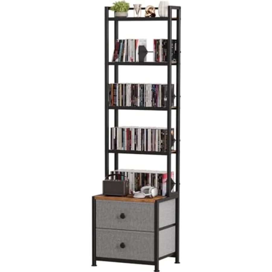 CD Storage Rack with Drawer, 5-Tier DVD Organizer Shelf w/Adjustable Book Stoppers, Media Storage Rack for CD/DVD, Books and Ga
CD Storage Rack with Drawer, 5-Tier DVD Organizer Shelf w/Adjustable Book Stoppers, Media Storage Rack for CD/DVD, Books and Ga