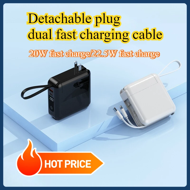 AC Plug Power Bank with Built-in Cable Large Capacity 20000mAh Super Fast Charging 22.5W Portable Power
AC Plug Power Bank with Built-in Cable Large Capacity 20000mAh Super Fast Charging 22.5W Portable Power