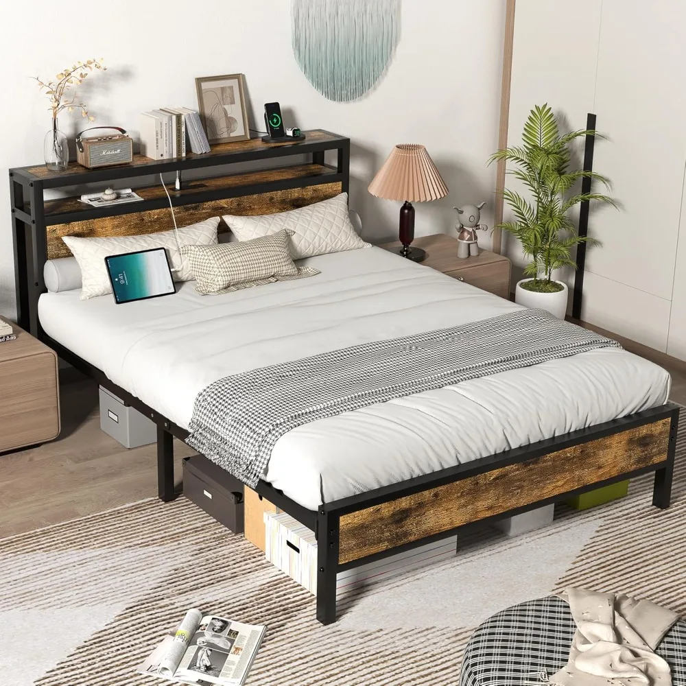 Bed Frame, Platform Bed with 2-Tier Storage Shelf, Strong Support Legs, Noise-Free, No Box Spring Needed, Bed Frames
Bed Frame, Platform Bed with 2-Tier Storage Shelf, Strong Support Legs, Noise-Free, No Box Spring Needed, Bed Frames