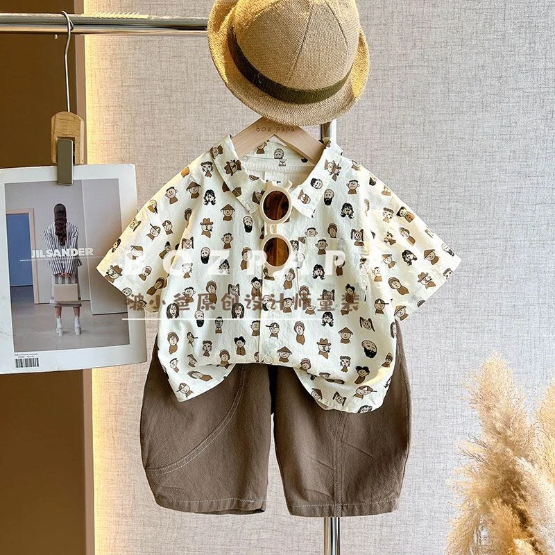 Summer Seaside Vacation Baby Boy Cute Cartoon Loose Suit Short Sleeve Children Boy Outfit Fashion Casual Sets Shirt Clothes
Summer Seaside Vacation Baby Boy Cute Cartoon Loose Suit Short Sleeve Children Boy Outfit Fashion Casual Sets Shirt Clothes