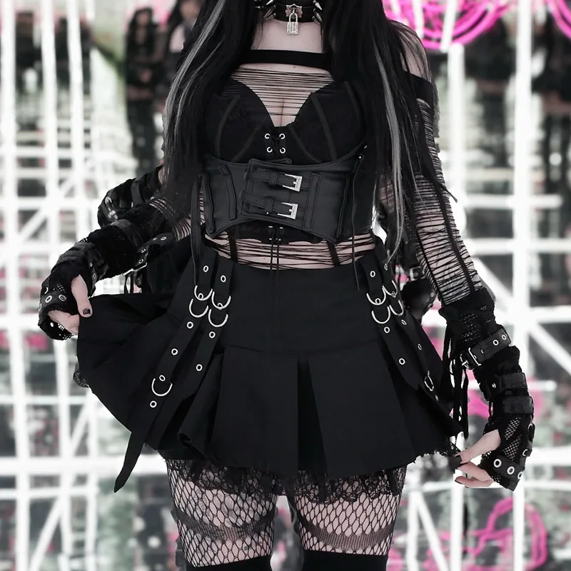 2025 New Vintage Cyber Punk Gothic Dark Skirt Wome Streetwear Harajuku Grunge Y2k Emo Eyelet Patchwork High Waist Pleated Skirts
2025 New Vintage Cyber Punk Gothic Dark Skirt Wome Streetwear Harajuku Grunge Y2k Emo Eyelet Patchwork High Waist Pleated Skirts