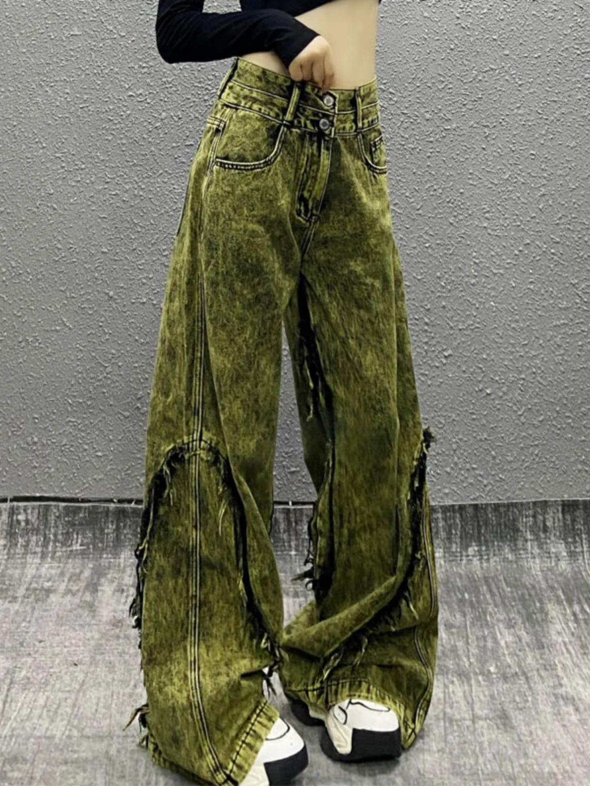 Tie-Dye Elastic Denim Jeans Women Loose Straight High Waist Wide Leg Pants Casual Style Multi-Pocket High Street Trend
Tie-Dye Elastic Denim Jeans Women Loose Straight High Waist Wide Leg Pants Casual Style Multi-Pocket High Street Trend