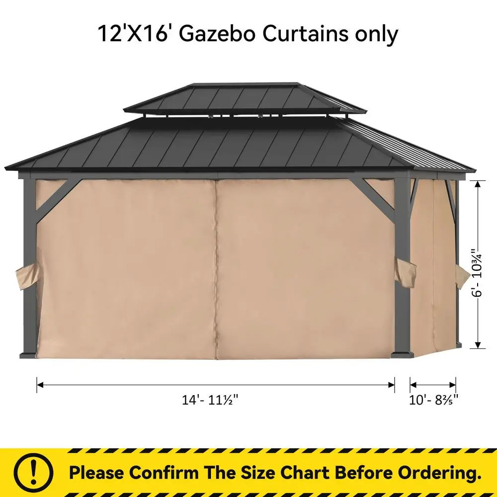 Curtain Replacement Universal 4Panel Sidewalls 12 x 16, Outdoor Gazebo Privacy Curtains with Zipper, Replacement for Outdoor, P
Curtain Replacement Universal 4Panel Sidewalls 12 x 16, Outdoor Gazebo Privacy Curtains with Zipper, Replacement for Outdoor, P