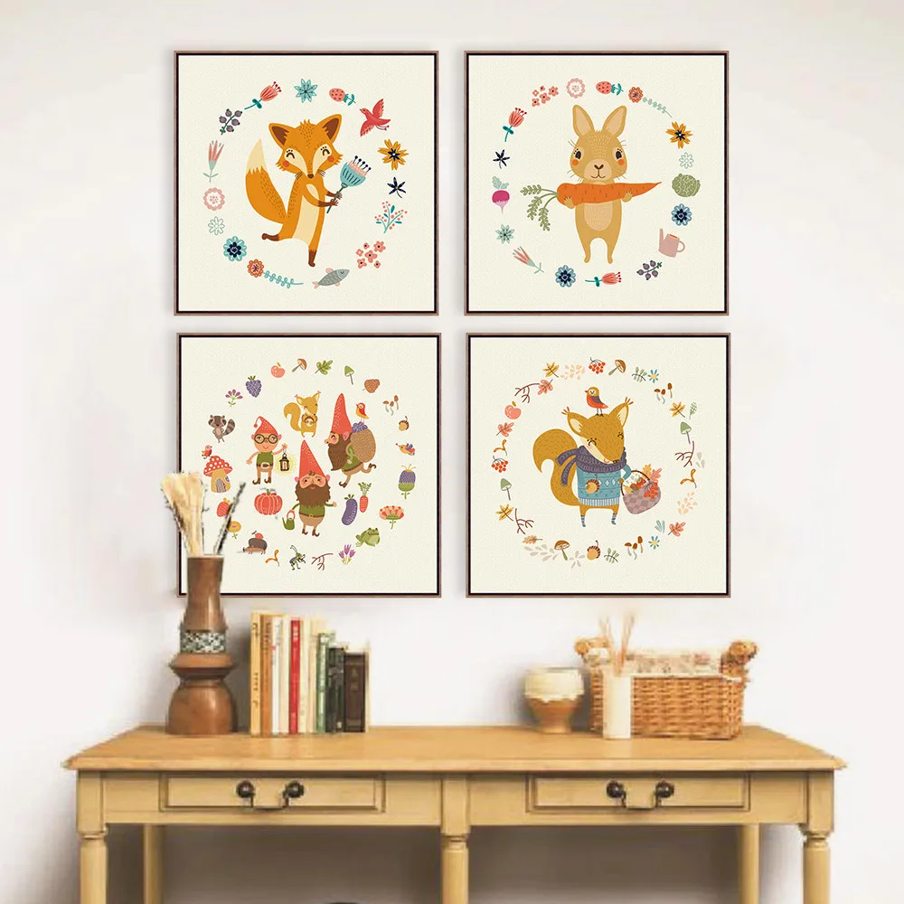Cute little animals have a good harvest, simple Nordic decoration living room sofa background wall canvas painting
Cute little animals have a good harvest, simple Nordic decoration living room sofa background wall canvas painting