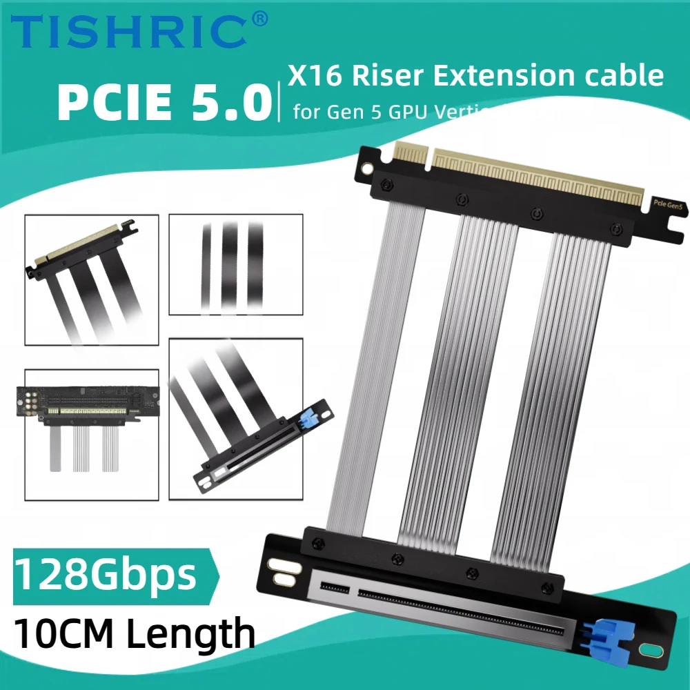 TISHRIC 10cm Right angle PCIE 5.0 Riser Cable for Gen 5 GPU Vertical Mount X16 128GB/s Speed Compatible with PCIe 4.0
TISHRIC 10cm Right angle PCIE 5.0 Riser Cable for Gen 5 GPU Vertical Mount X16 128GB/s Speed Compatible with PCIe 4.0