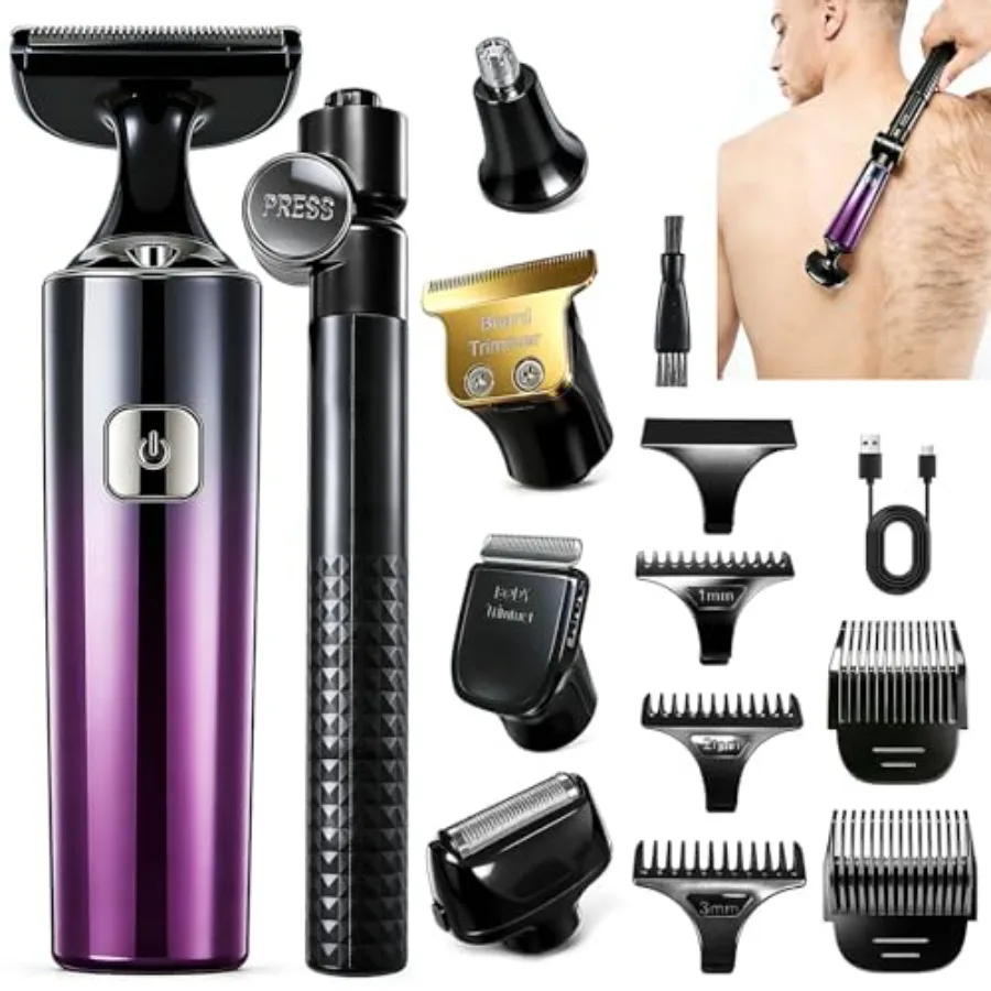 Electric Mens Back Shaver Body Trimmer Hair Groomer 5 in 1 Kit with Extendable Auxiliary Arm Waterproof Facial, Chin, Arm, Back
Electric Mens Back Shaver Body Trimmer Hair Groomer 5 in 1 Kit with Extendable Auxiliary Arm Waterproof Facial, Chin, Arm, Back