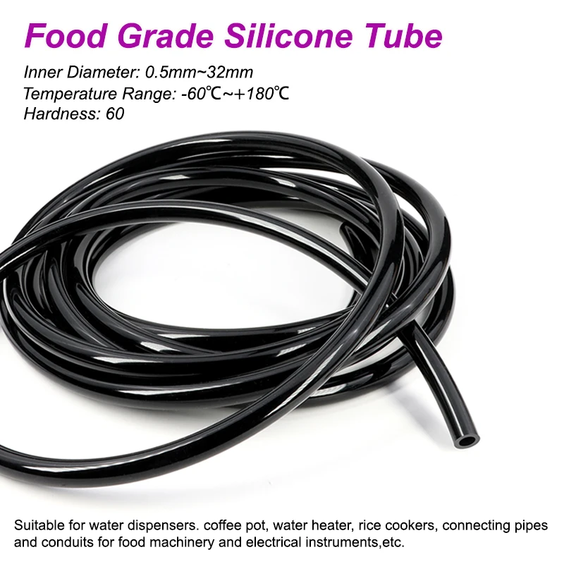1~10m Black Silicone Tube ID 0.5 ~ 32mm Food Grade Tasteless High Temperature Resistant Flexible Drink Water Pipe Garden Hose
1~10m Black Silicone Tube ID 0.5 ~ 32mm Food Grade Tasteless High Temperature Resistant Flexible Drink Water Pipe Garden Hose