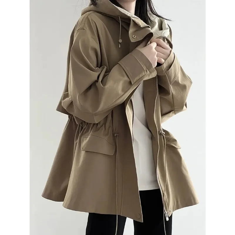 Cotton Khaki Hooded Trench Coat Women's Autumn And Winter New Short Coat Retro Casual Loose Top
Cotton Khaki Hooded Trench Coat Women's Autumn And Winter New Short Coat Retro Casual Loose Top