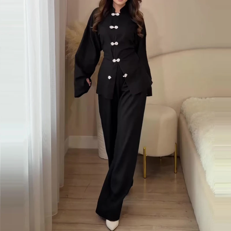 Spring New High Waist Long Pants Suits Vintage Simple Button Lace-up Tops&Pants Sets Casual Solid Color Commute Women's Outfits
Spring New High Waist Long Pants Suits Vintage Simple Button Lace-up Tops&Pants Sets Casual Solid Color Commute Women's Outfits