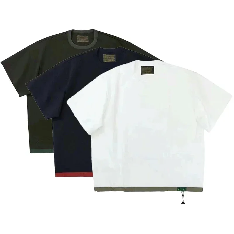 23SS KOLOR Abe Runyi Limited Three Color Japanese Cotton Patchwork Nylon Elastic Round Neck Short Sleeved T-shirt for Men
23SS KOLOR Abe Runyi Limited Three Color Japanese Cotton Patchwork Nylon Elastic Round Neck Short Sleeved T-shirt for Men
