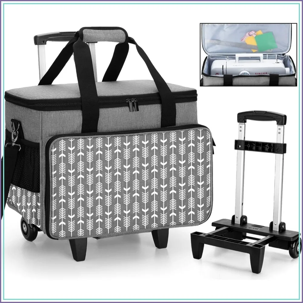 Upgraded Rolling Sewing Machine Carrying Case, Detachable Trolley Tote Bag with Removable Bottom Board and Thickened Trailer Leg for Most Standard Machines, Gray
Upgraded Rolling Sewing Machine Carrying Case, Detachable Trolley Tote Bag with Removable Bottom Board and Thickened Trailer Leg for Most Standard Machines, Gray
