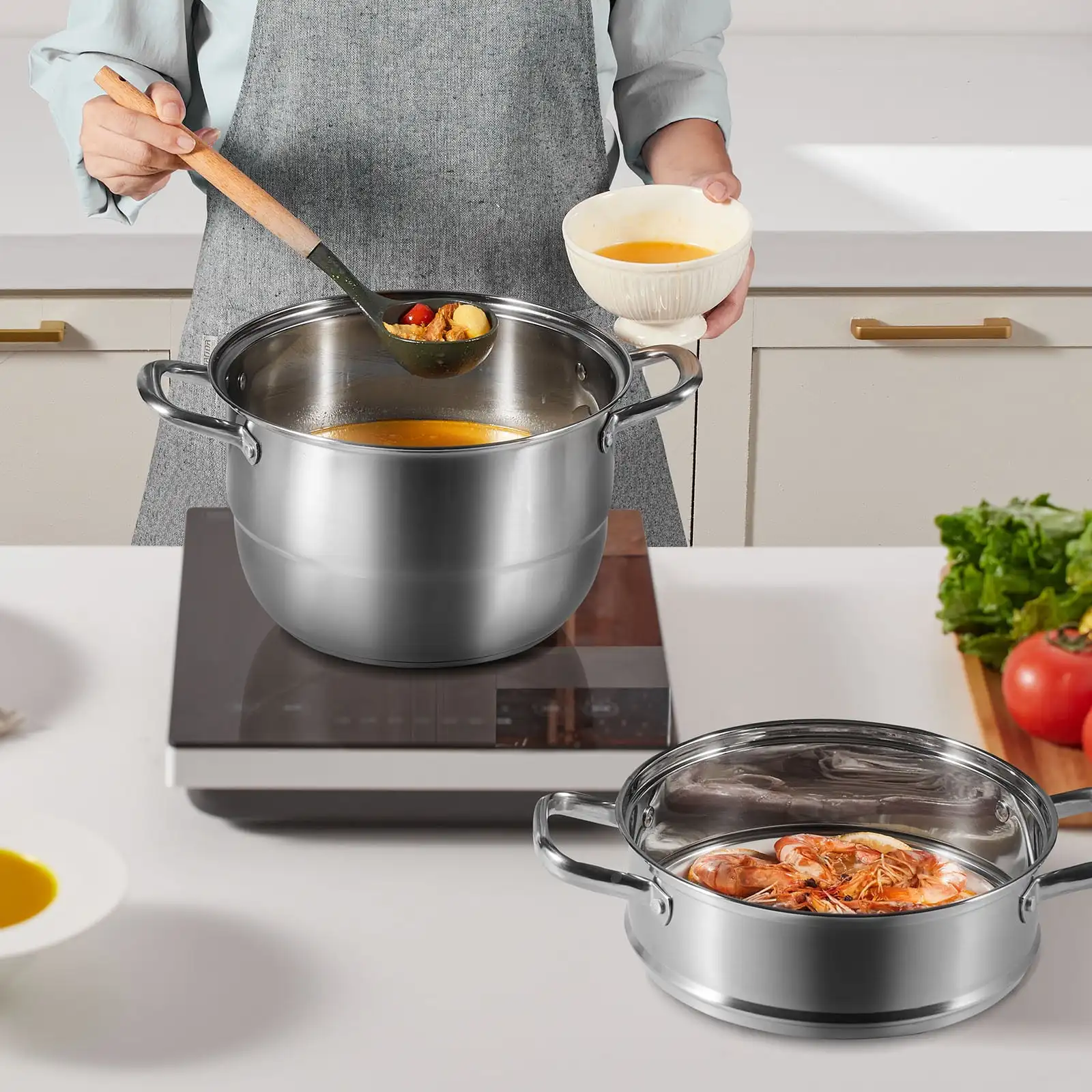 5 Titer Dumpling Steamer Stainless Steel 11.8" Multi-Layer Cookware Pot with Handles
5 Titer Dumpling Steamer Stainless Steel 11.8" Multi-Layer Cookware Pot with Handles