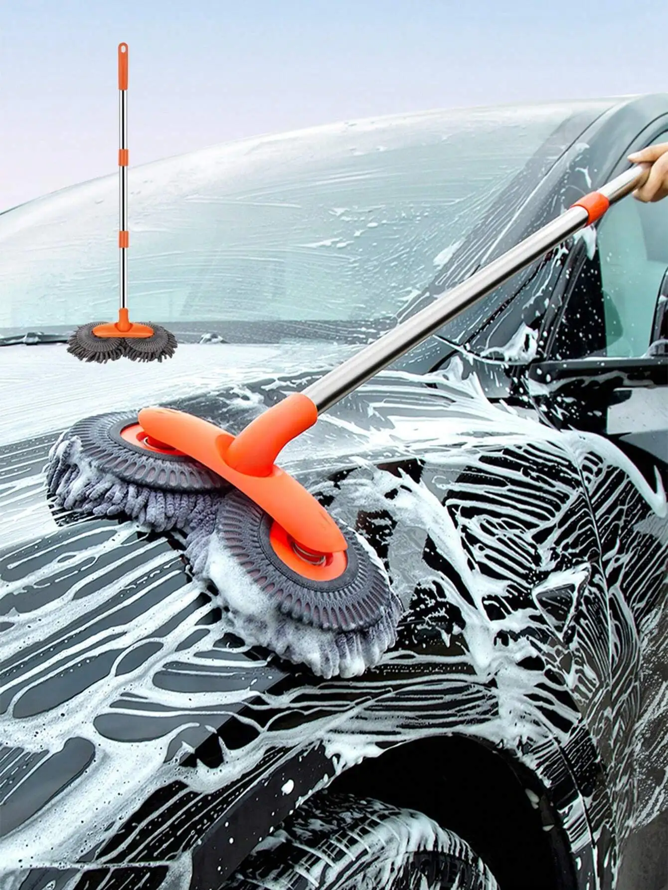 Detachable 3-Section Car Wash Mop Telescopic Stainless Steel Handle Double Head Brush Portable Durable Auto Cleaning Tool Universal Practical Accessory for Car Exterior Washing Daily Vehicle Care Work
Detachable 3-Section Car Wash Mop Telescopic Stainless Steel Handle Double Head Brush Portable Durable Auto Cleaning Tool Universal Practical Accessory for Car Exterior Washing Daily Vehicle Care Work