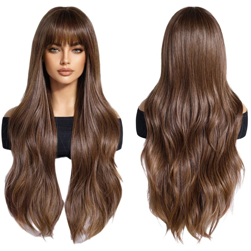 28 Inch Chocolate Brown Long Wavy Wig with Bangs Heat Resistant Synthetic Natural Looking Wig For Women Daily Cosplay Halloween
28 Inch Chocolate Brown Long Wavy Wig with Bangs Heat Resistant Synthetic Natural Looking Wig For Women Daily Cosplay Halloween