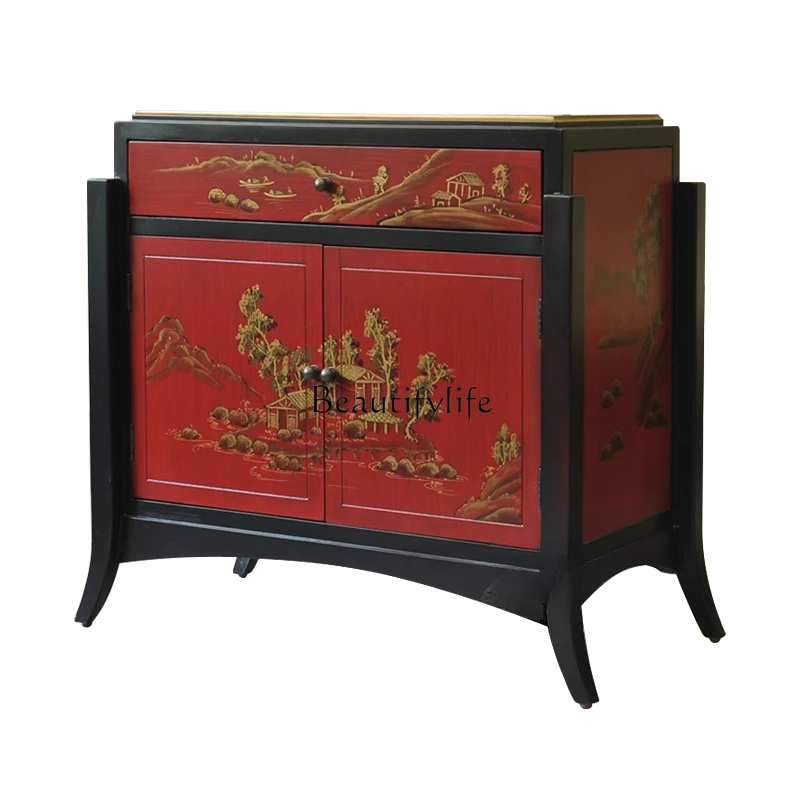 Retro new Chinese style retro Chinese style Chinese red painted entrance cabinet
Retro new Chinese style retro Chinese style Chinese red painted entrance cabinet
