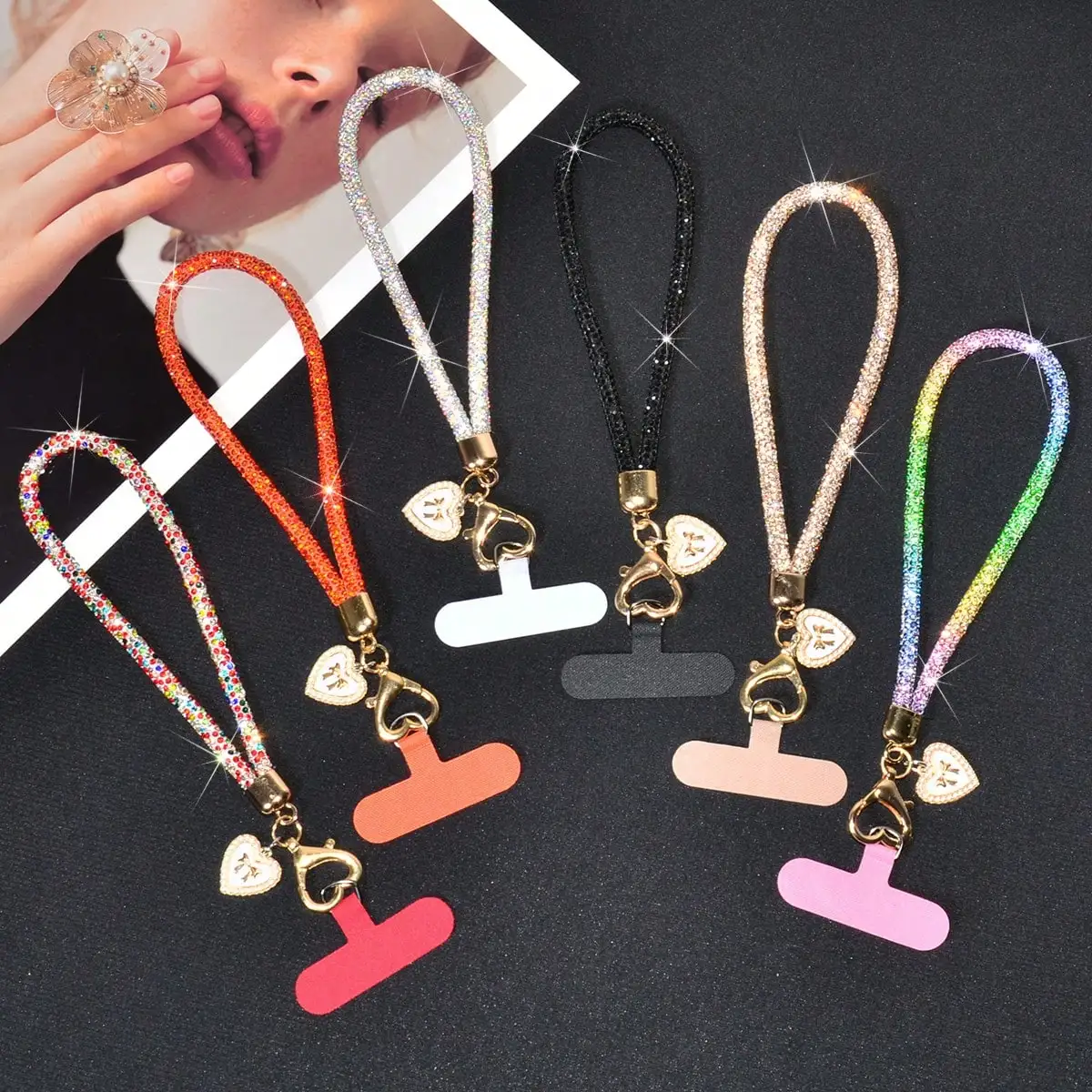 1pc Luxury Rhinestone Phone Lanyard, Bow & Heart Pendant Wrist Strap, Detachable Heart Clasp Phone Chain, Outdoor Travel Shopping Anti-Lost Wrist Cord, Spring Gift, Suitable For Birthday Party, Hiking
1pc Luxury Rhinestone Phone Lanyard, Bow & Heart Pendant Wrist Strap, Detachable Heart Clasp Phone Chain, Outdoor Travel Shopping Anti-Lost Wrist Cord, Spring Gift, Suitable For Birthday Party, Hiking