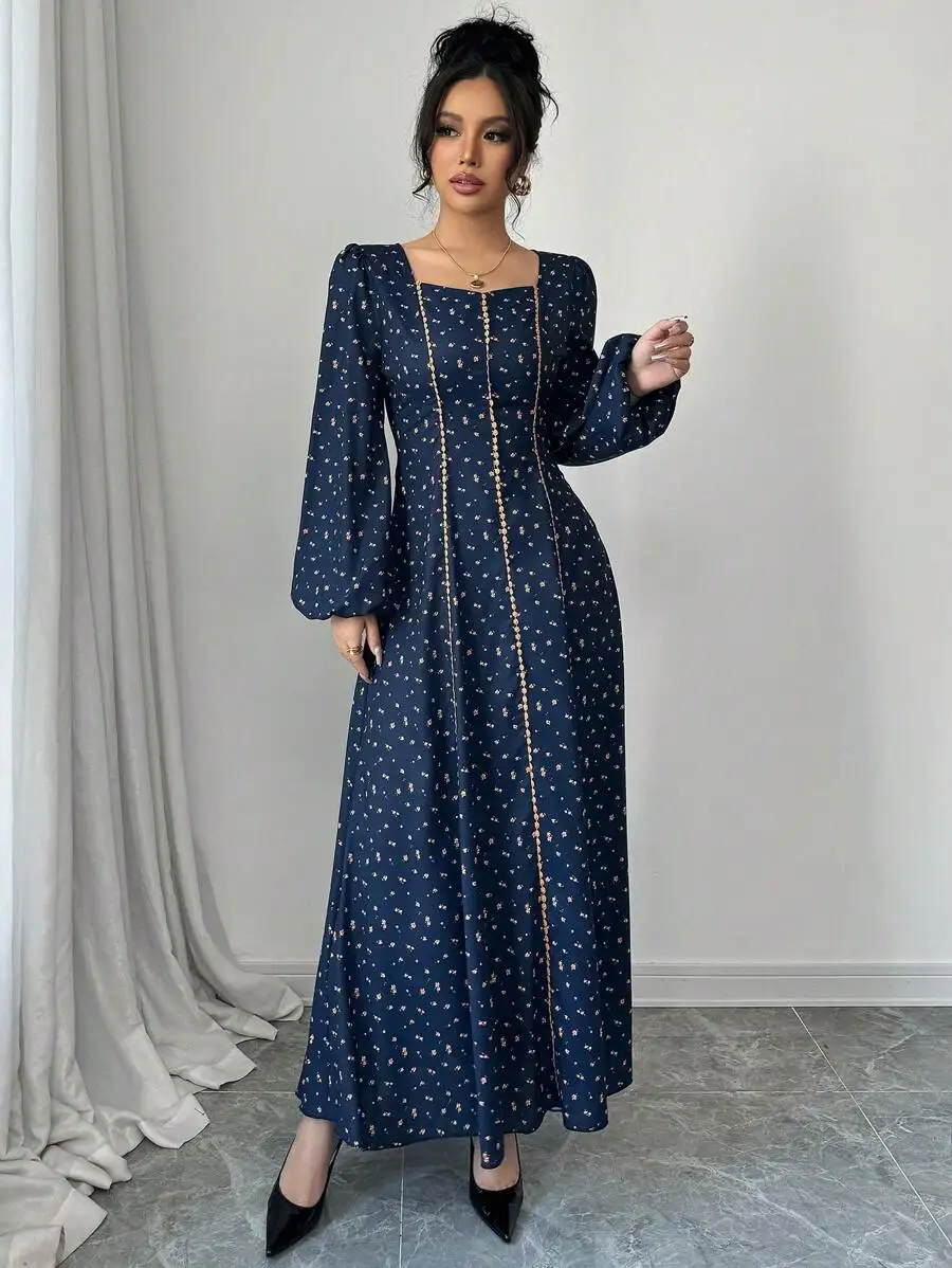 Womens Floral Sweetheart Neck Lantern Sleeve Maxi Dress Modest Elegant A-Line Wedding Guest Dress
Womens Floral Sweetheart Neck Lantern Sleeve Maxi Dress Modest Elegant A-Line Wedding Guest Dress