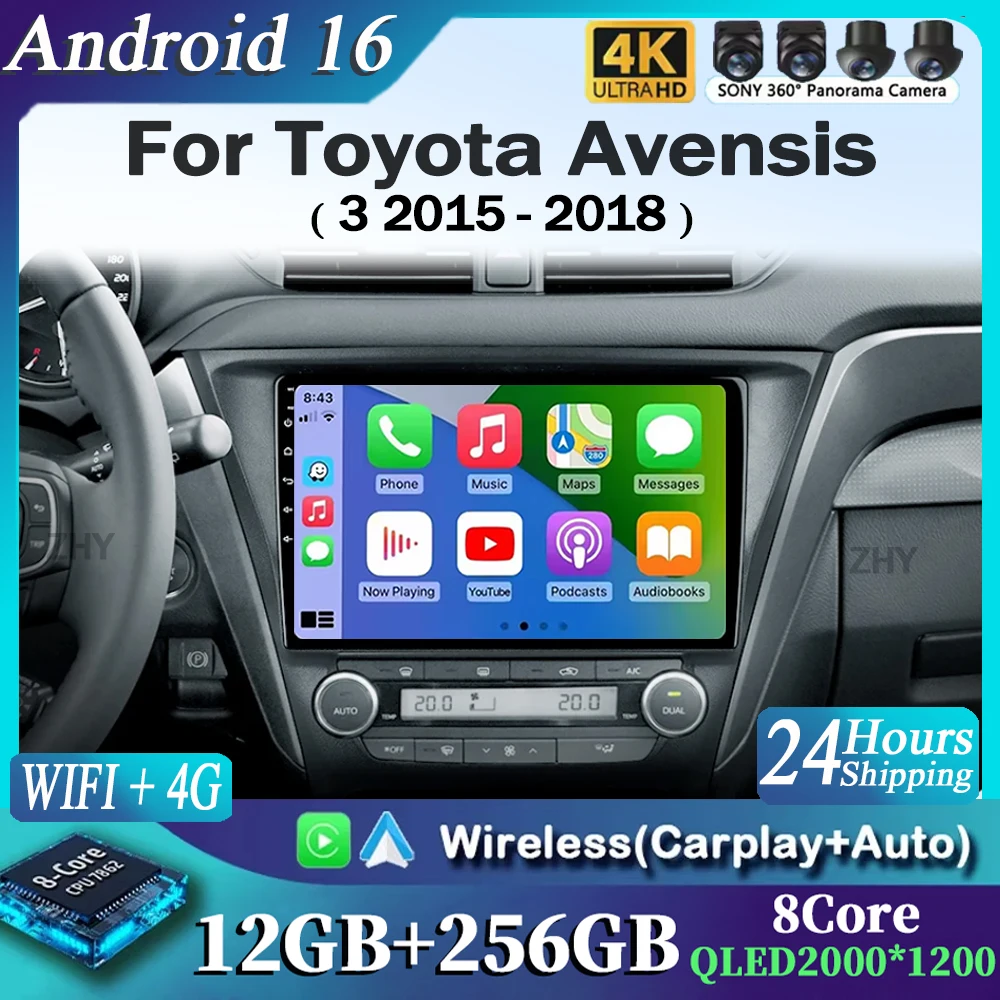 For Toyota Avensis 3 2015 - 2018 Android 16 Car Radio GPS Navigation QLED Carplay Auto Multimedia Stereo Player BT
For Toyota Avensis 3 2015 - 2018 Android 16 Car Radio GPS Navigation QLED Carplay Auto Multimedia Stereo Player BT