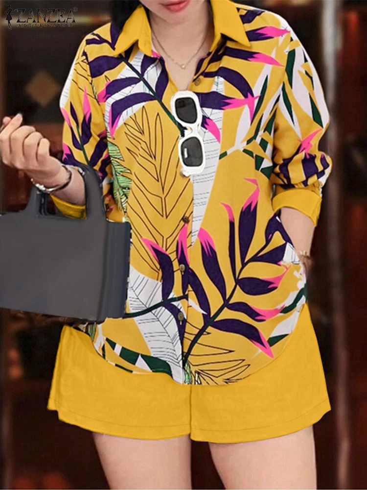 ZANZEA Vacation Casual 2 Piece Short Sets Woman 2025 Summer Printed Long Sleeve Shirts Elastic Waist Shorts 2PCS Outfits Suits
ZANZEA Vacation Casual 2 Piece Short Sets Woman 2025 Summer Printed Long Sleeve Shirts Elastic Waist Shorts 2PCS Outfits Suits