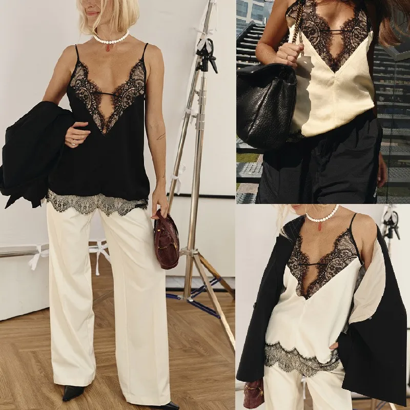 Summer Women's Clothing Sexy Lace Trim Deep V Neck Underwear Tank Top For Long Length Straight Cut Polyester
Summer Women's Clothing Sexy Lace Trim Deep V Neck Underwear Tank Top For Long Length Straight Cut Polyester