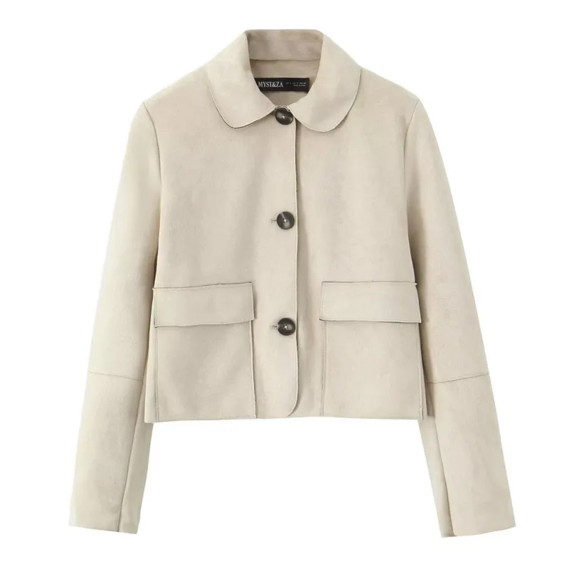 Faux Suede Cropped Women Jacket With Long Sleeve Autumn Pocket Women's Jacket Casual Simple Female Jackets
Faux Suede Cropped Women Jacket With Long Sleeve Autumn Pocket Women's Jacket Casual Simple Female Jackets