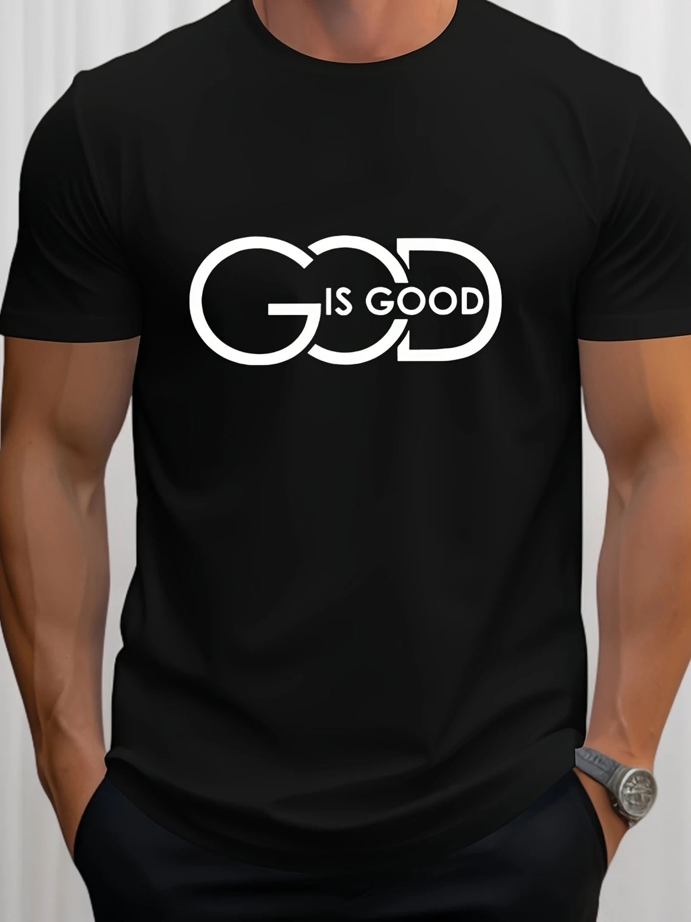 Men's Trend Clothes Short Sleeve Casual Sports T-Shirt Summer White Line GOD Letter Print
Men's Trend Clothes Short Sleeve Casual Sports T-Shirt Summer White Line GOD Letter Print