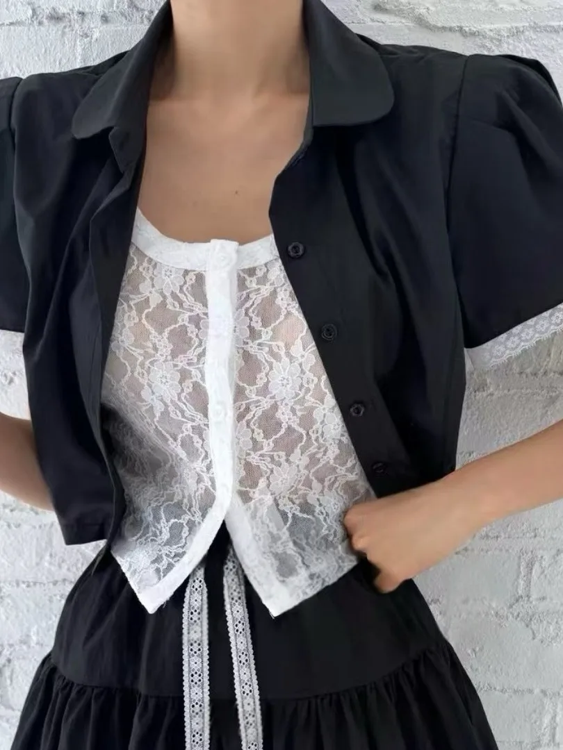 Slim Fit ort Sve с кружевной отделкой Bubble Sve irt, женский Sle Dongda Gate, новинка лета 202, модный повседневный топ
Slim Fit ort Sve с кружевной отделкой Bubble Sve irt, женский Sle Dongda Gate, новинка лета 202, модный повседневный топ