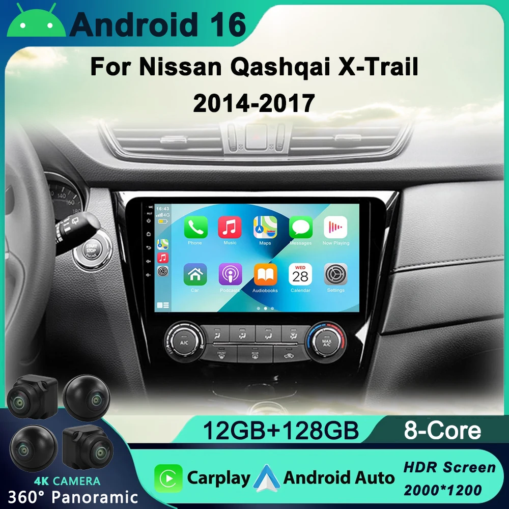 Android 16 For Nissan X-Trail Qashqai 2 J1T32 Qashqai J10 J11 2014 2015 2016 2017 2018 2019 GPS CARPLAY Car radio Dual lens
Android 16 For Nissan X-Trail Qashqai 2 J1T32 Qashqai J10 J11 2014 2015 2016 2017 2018 2019 GPS CARPLAY Car radio Dual lens