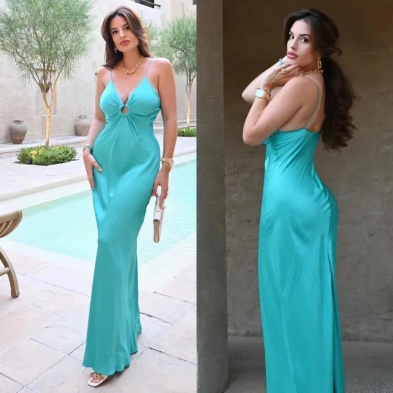 Summer Sexy Slim Fit Camisole Dress Fashion Solid Color High Waisted Jumpsuit Long Skirt Lady Hollow Satin Party Banquet Dress 
Summer Sexy Slim Fit Camisole Dress Fashion Solid Color High Waisted Jumpsuit Long Skirt Lady Hollow Satin Party Banquet Dress