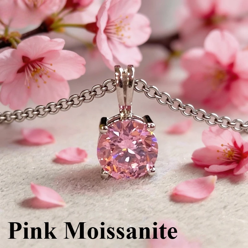 925 silver pink moissanite Sakura pink moissanite necklace round Vintage Elegant Pendant Necklace for Teenager,
925 silver pink moissanite Sakura pink moissanite necklace round Vintage Elegant Pendant Necklace for Teenager,