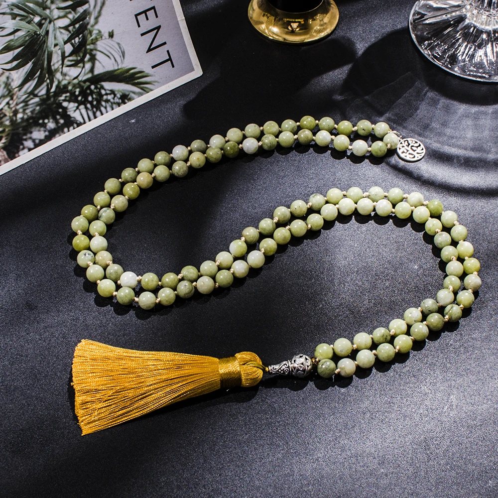 8mm Natural Southern Stone Beaded Knotted 108 Mala Necklace Meditation Yoga Prayer Jewelry Japamala Rosary for Women and men
8mm Natural Southern Stone Beaded Knotted 108 Mala Necklace Meditation Yoga Prayer Jewelry Japamala Rosary for Women and men