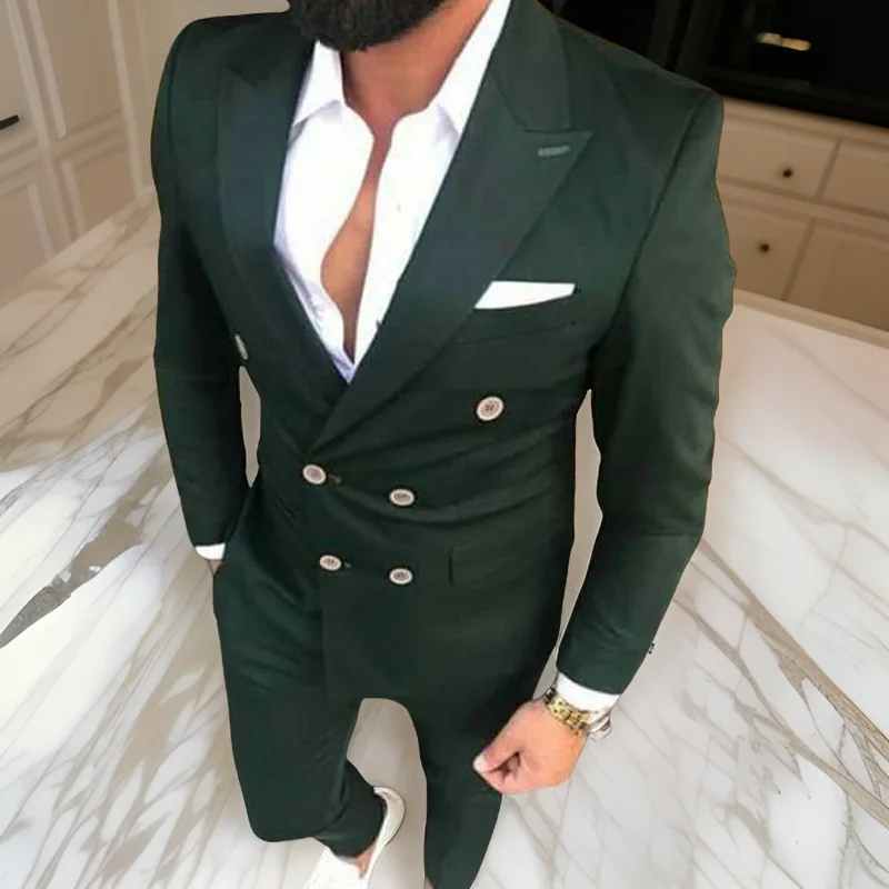 Formal Business Suits for Men Double Breasted Peak Lapel 2 Pieces Jacket with Pants Slim Fit Wedding Groom Tuxedo Male Fashion
Formal Business Suits for Men Double Breasted Peak Lapel 2 Pieces Jacket with Pants Slim Fit Wedding Groom Tuxedo Male Fashion