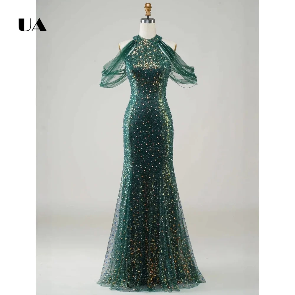 ULBYANRY Customized Mesh Halterneck Evening Dress for Woman, Sparkly Embellished Party Dress, Elegant Off-the-shoulder Ball Gown
ULBYANRY Customized Mesh Halterneck Evening Dress for Woman, Sparkly Embellished Party Dress, Elegant Off-the-shoulder Ball Gown
