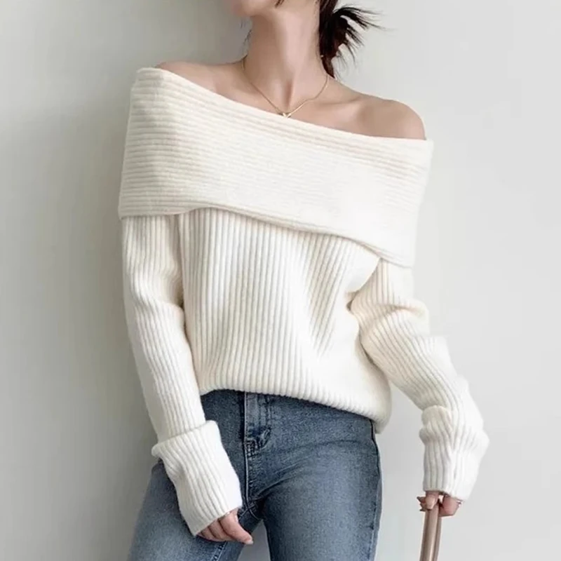 Chic Autumn Winter Knitted oulder Bared Long Sve Loose Fit One oulder Design Soft And Cozy Women's Sweater for Commute
Chic Autumn Winter Knitted oulder Bared Long Sve Loose Fit One oulder Design Soft And Cozy Women's Sweater for Commute