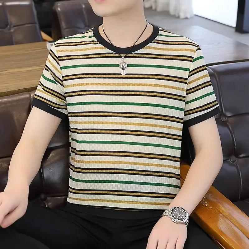 Quick-drying Man Tee Shirts O Neck No Logo Striped Wholesale Short Quarter Sleeve Top Stylish Summer New In Cool T Shirt for Men
Quick-drying Man Tee Shirts O Neck No Logo Striped Wholesale Short Quarter Sleeve Top Stylish Summer New In Cool T Shirt for Men