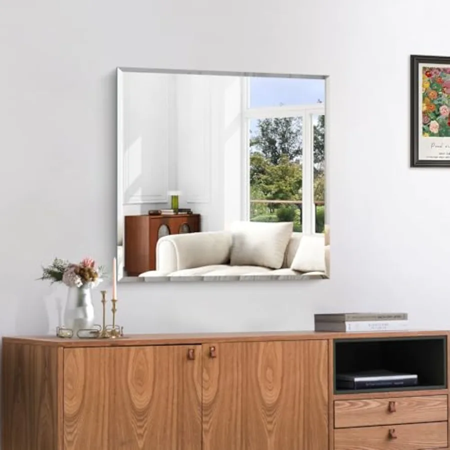 Beveled Square Mirror, 24x24 Inch Frameless Bathroom Mirror for Over Sink, Upgraded Shatterproof Beveled Unframed Design Mirror
Beveled Square Mirror, 24x24 Inch Frameless Bathroom Mirror for Over Sink, Upgraded Shatterproof Beveled Unframed Design Mirror