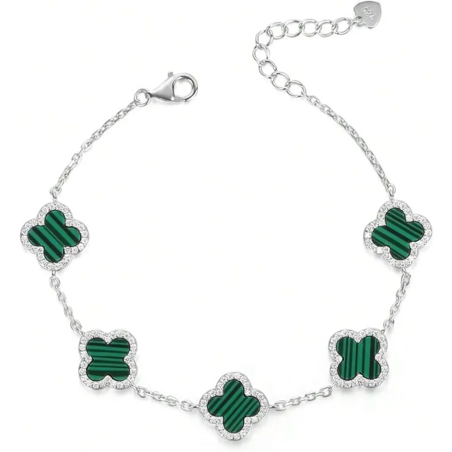 925 Sterling Silver Clover Bracelet Bracelet, Adjustable Four Leaf Clover Charm Hand Jewelry Chain, Fashion Matching and Sporty
925 Sterling Silver Clover Bracelet Bracelet, Adjustable Four Leaf Clover Charm Hand Jewelry Chain, Fashion Matching and Sporty