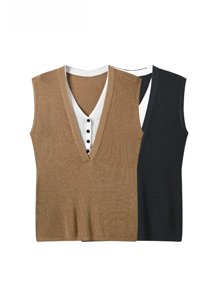 plus Size Sleeveless Vest Women's Summer Fashion V-Neck Top Trendy Single Piece Knitted Slim Fit Straight Cut Fiber Material
plus Size Sleeveless Vest Women's Summer Fashion V-Neck Top Trendy Single Piece Knitted Slim Fit Straight Cut Fiber Material