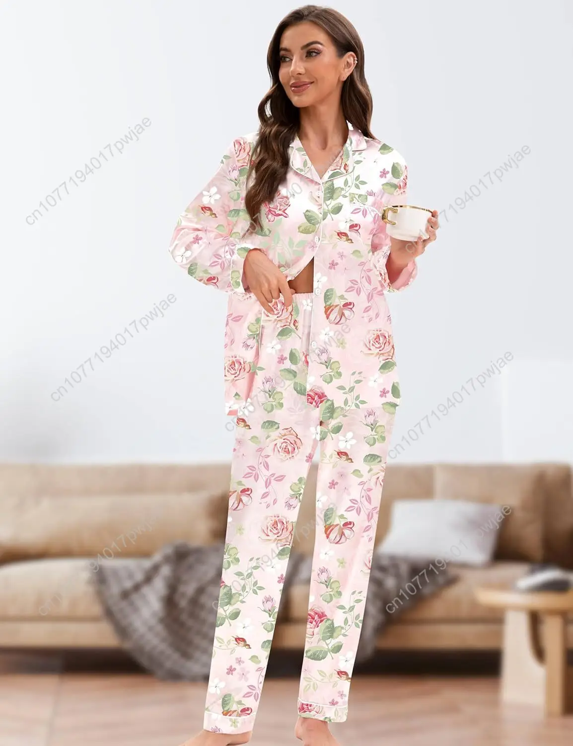 EPLAZA Silk Pajamas for Women Satin Pajamas Set 5 Pcs Long Sleeve Print Pattern Button Down Pjs Sleepwear Loungewear Set
EPLAZA Silk Pajamas for Women Satin Pajamas Set 5 Pcs Long Sleeve Print Pattern Button Down Pjs Sleepwear Loungewear Set