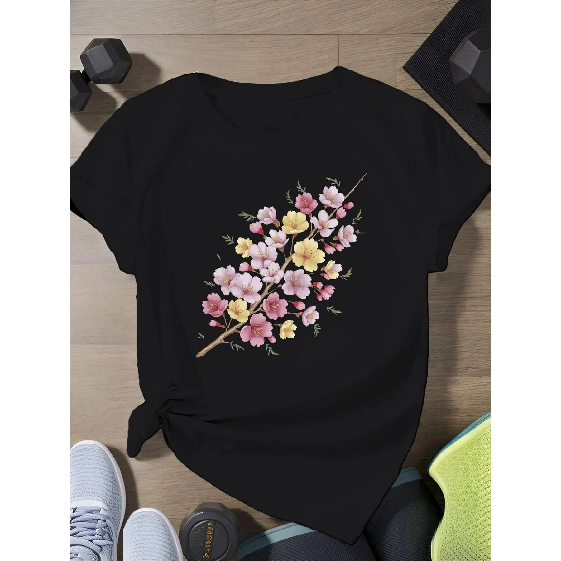 Women's 100% Cotton Cherry Blossom Print T-Shirt - Relaxed Fit Lightweight Breathable Short Sleeve Top for All-Season Casual
Women's 100% Cotton Cherry Blossom Print T-Shirt - Relaxed Fit Lightweight Breathable Short Sleeve Top for All-Season Casual