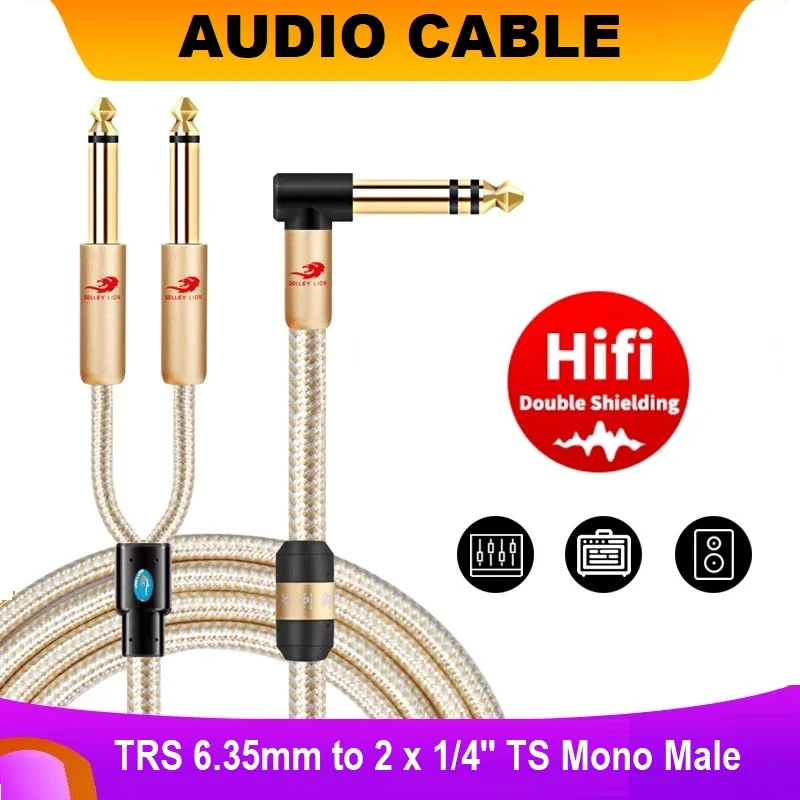1/4 Inch TRS 6.35mm to 2 x 1/4'' TS Mono Male Audio Cable for Amplifier Stereo Speaker Mixer Console Shielded Y Splitter Cords
1/4 Inch TRS 6.35mm to 2 x 1/4'' TS Mono Male Audio Cable for Amplifier Stereo Speaker Mixer Console Shielded Y Splitter Cords
