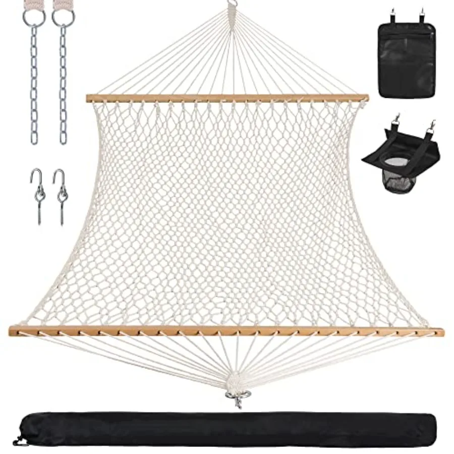 Rope Hammock Double Hammock with Hardwood Spreader Bar and Carrying Bag 450 LBS Weight Capacity for Two Person
Rope Hammock Double Hammock with Hardwood Spreader Bar and Carrying Bag 450 LBS Weight Capacity for Two Person
