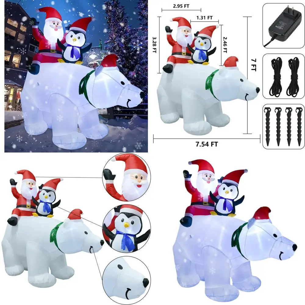 Светящийся 2,1-метровый рождественский полярный медведь с Санта-Клаусом и пингвином для праздничного оформления двора
Светящийся 2,1-метровый рождественский полярный медведь с Санта-Клаусом и пингвином для праздничного оформления двора