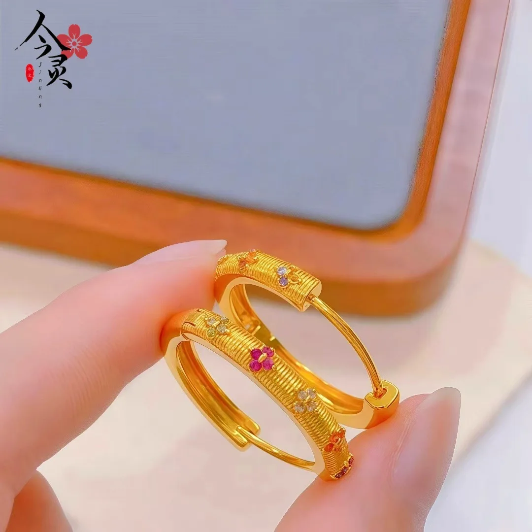 Luxury 24K 9999 Pure Gold real gold Circle Drill Four Piced Flower Ear Buckle Earrings Women's Earrings
Luxury 24K 9999 Pure Gold real gold Circle Drill Four Piced Flower Ear Buckle Earrings Women's Earrings