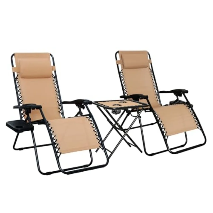 Outdoor Textilene Adjustable Zero Gravity Folding Reclining Lounge Chair Set with Cup Holder, Side Table, Headrest, Weather-Res
Outdoor Textilene Adjustable Zero Gravity Folding Reclining Lounge Chair Set with Cup Holder, Side Table, Headrest, Weather-Res