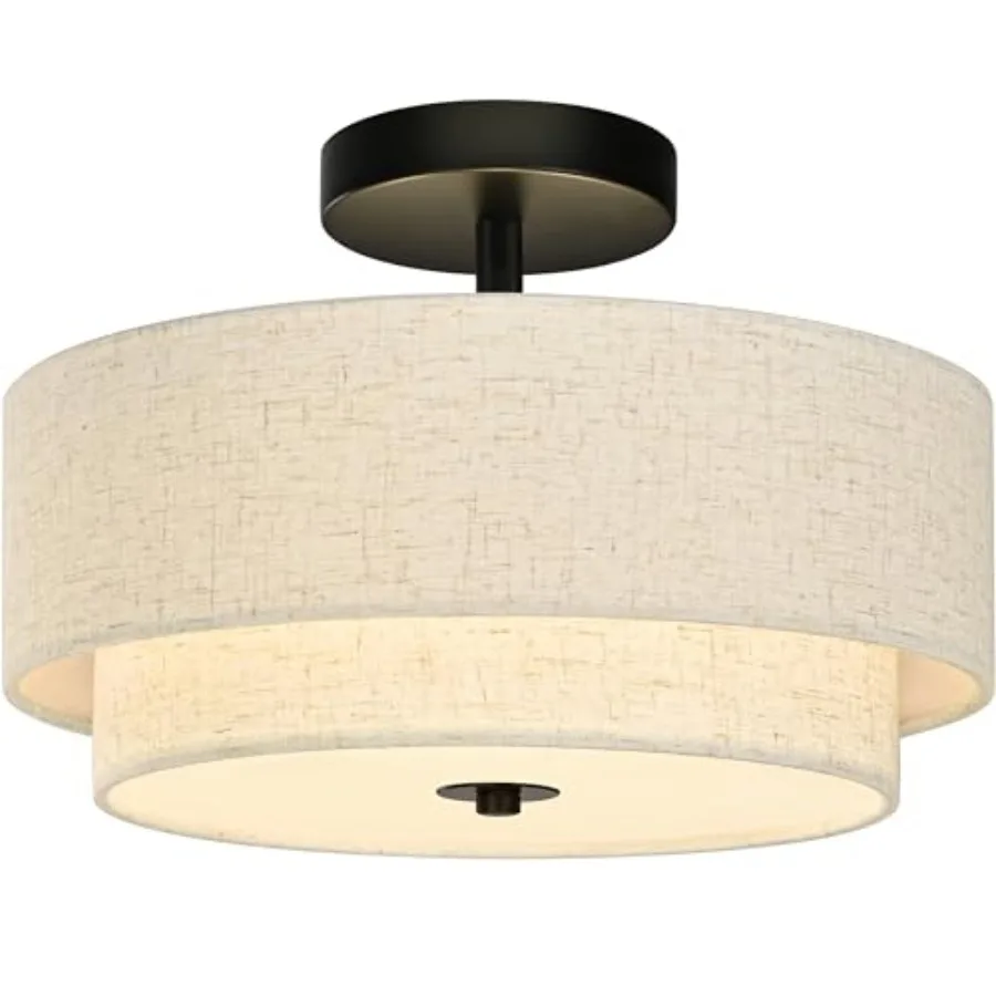 2 Light Semi Ceiling Light Fixture Modern Drum Ceiling Light Fixture with 2-Layer Fabric Shade Dimmable Close to Ceiling Light
2 Light Semi Ceiling Light Fixture Modern Drum Ceiling Light Fixture with 2-Layer Fabric Shade Dimmable Close to Ceiling Light