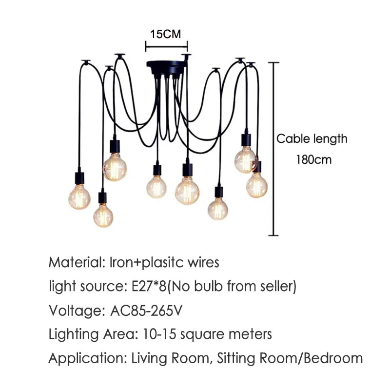 Retro loft Light Chandelier Vintage Adjustable E27 Spider Ceiling Lamp dining room living room restaurant study bar cafe light
Retro loft Light Chandelier Vintage Adjustable E27 Spider Ceiling Lamp dining room living room restaurant study bar cafe light